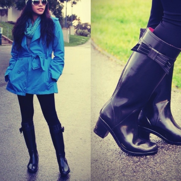 Kate Spade Randi Rain Boots Bow | Black Size 7 - Picture 1 of 5